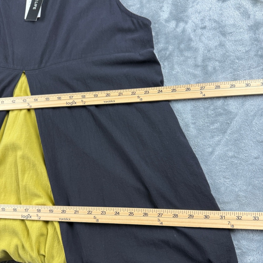NWD Gracila Maxi Dress Plus 2XL Black Yellow Sleeveless Cotton Pocket Lagenlook - Picture 15 of 16